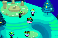 Moon Gaze Mountain with the Pokemon Venusaur, Lunatone, Jirachi, Solrock, and Clefable